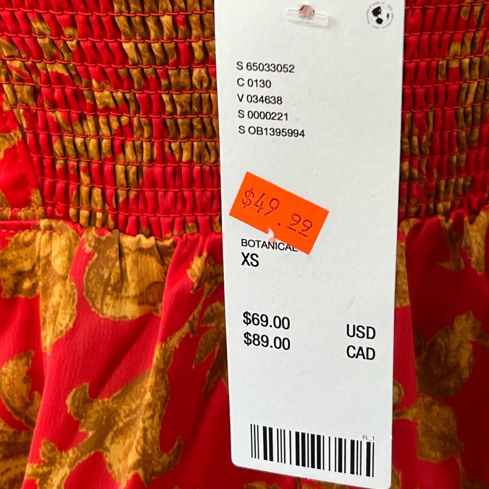 NWT UO Bustier Floral Mini Dress Orange/Red Gold Size S - Picture 6 of 15